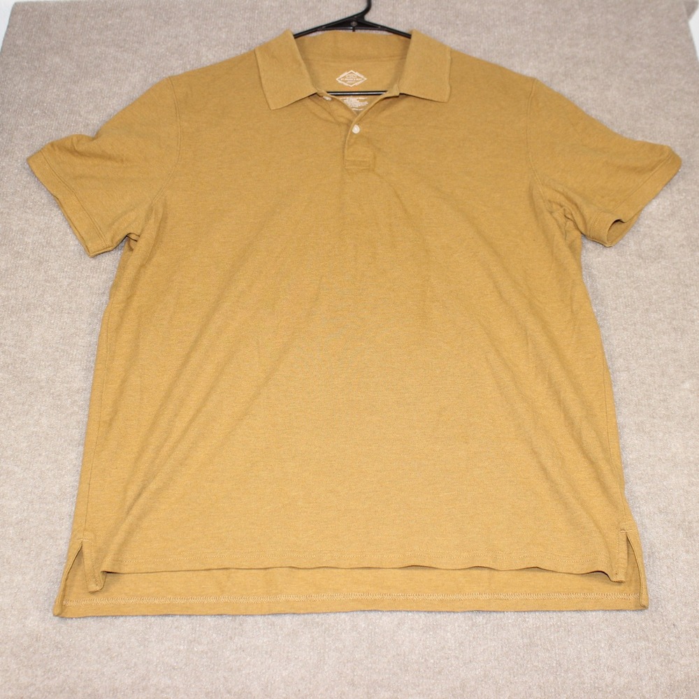 St Johns Bay Mens Polo Shirt Large Mustard Yellow Short Sleeve Comfort Stretch